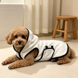 Pet bathrobe towel laid flat showing full design