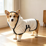 Close-up of velcro strap detail on pet bathrobe