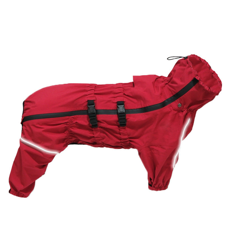 Dog raincoat in neon yellow, full body view