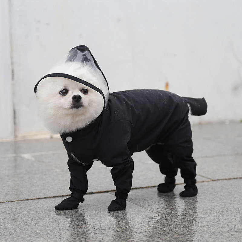 Blue dog raincoat zippered pocket detail
