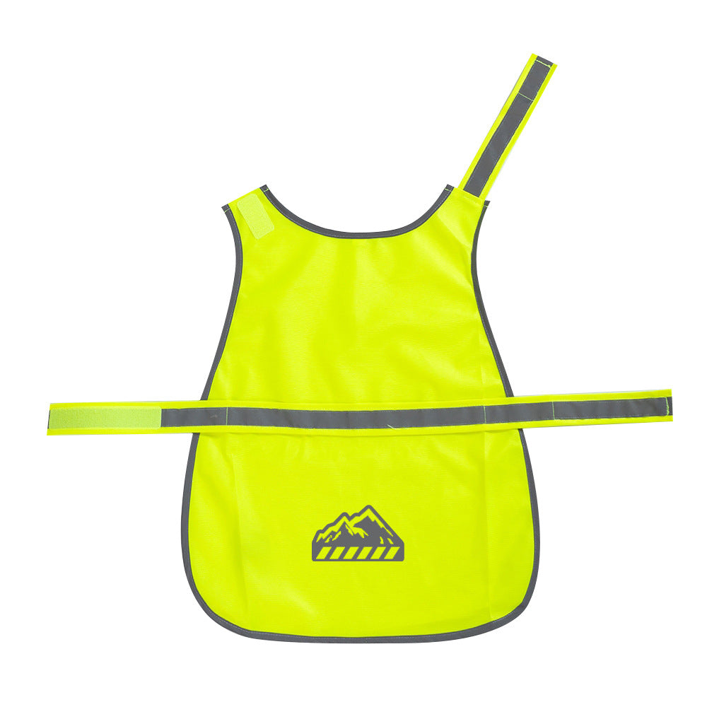 Dog wearing reflective safety vest at night with glowing strips