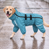 Large Dog Full Body Waterproof Raincoat with Four-Legged Coverage & Reflective Strips