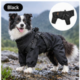 Full-Body Waterproof Dog Raincoat with Built-In Harness – Four-Legged Outdoor Jacket