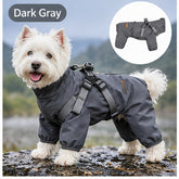 Full-Body Waterproof Dog Raincoat with Built-In Harness – Four-Legged Outdoor Jacket