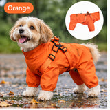 Full-Body Waterproof Dog Raincoat with Built-In Harness – Four-Legged Outdoor Jacket