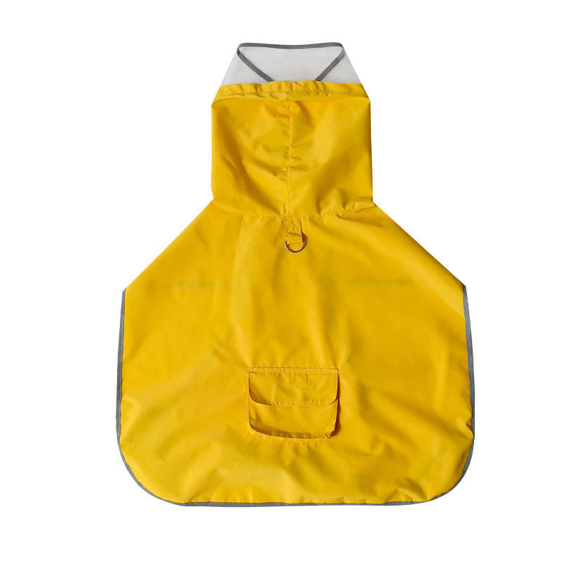 Green dog raincoat – back view with clear TPU visor