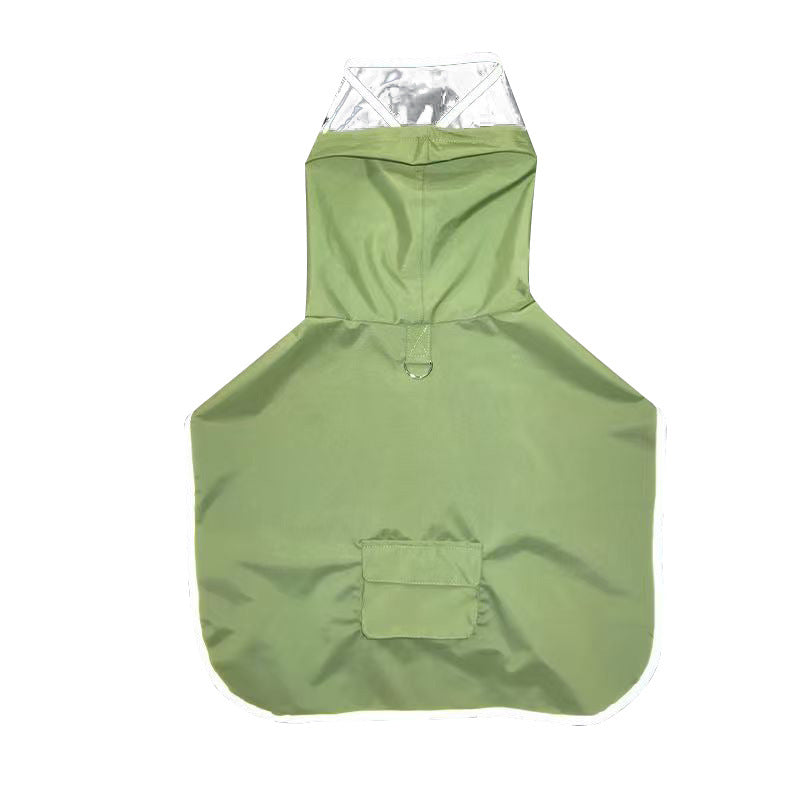 Yellow dog raincoat – product flat lay