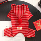 Sweet Bear British Style Dog Jumpsuit | New Year Pet Four-Leg Hoodie