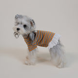 Striped Dog Turtleneck Tee with Lace Trim – Lightweight Shirt for Small Dogs