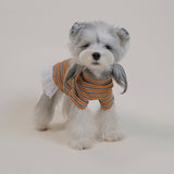 Striped Dog Turtleneck Tee with Lace Trim – Lightweight Shirt for Small Dogs