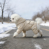 Fleece-lined dog jumpsuit back view in matcha green