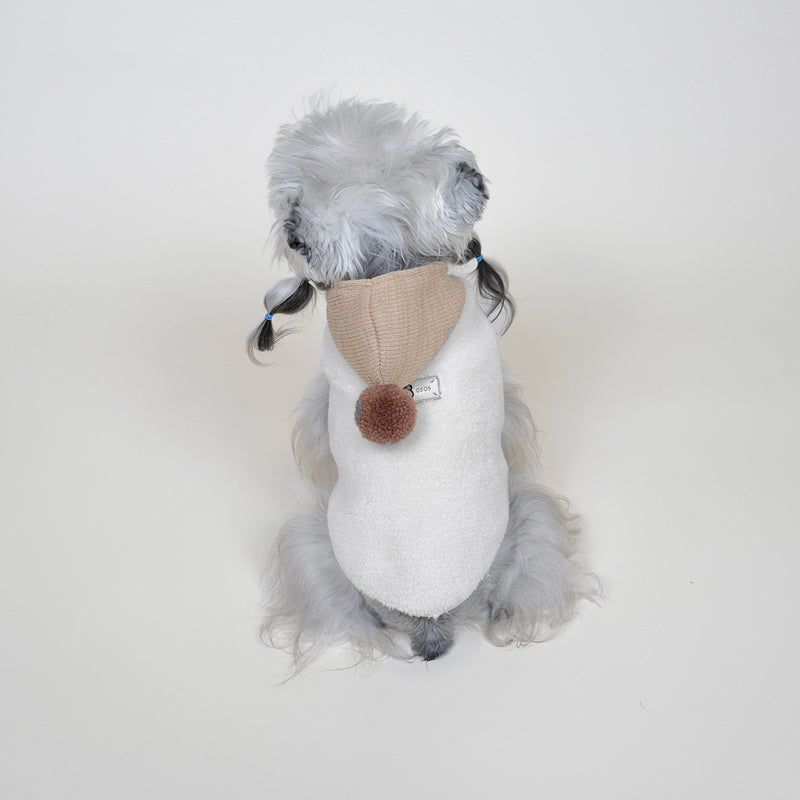 Sherpa Fleece Dog Coat on Model Front View