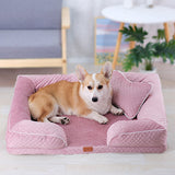 Quilted Orthopedic Dog Sofa Bed with Bolsters & Pillow - Washable