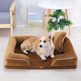Quilted Orthopedic Dog Sofa Bed with Bolsters & Pillow - Washable