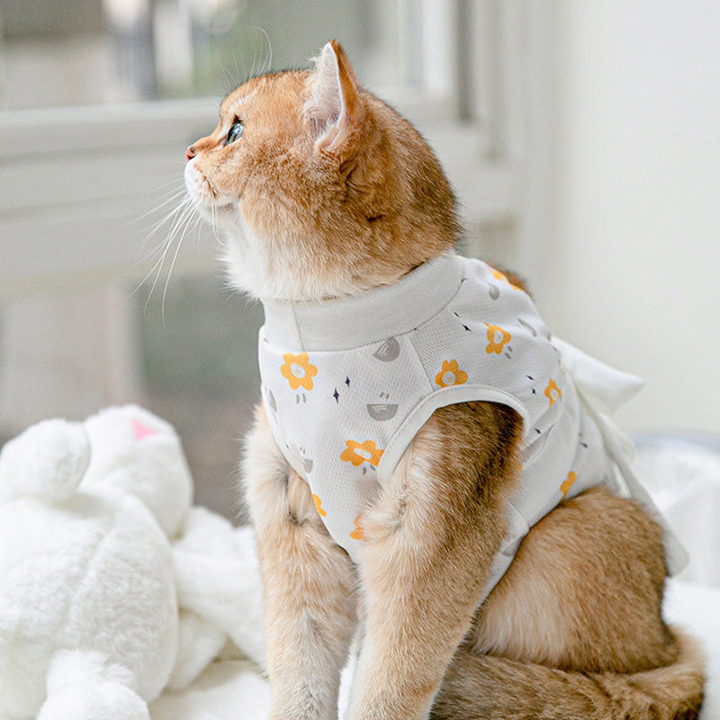 Cat Recovery Comfort Bodysuit - floral print flat lay