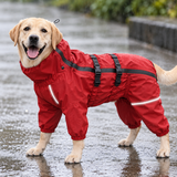 Large Dog Full Body Waterproof Raincoat with Four-Legged Coverage & Reflective Strips