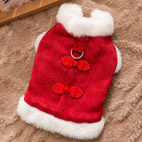 Chinese style red Tang suit vest for pets - front view