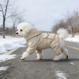 Fleece-lined dog jumpsuit back view in matcha green