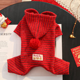 Sweet Bear British stripe dog jumpsuit - flat lay detail