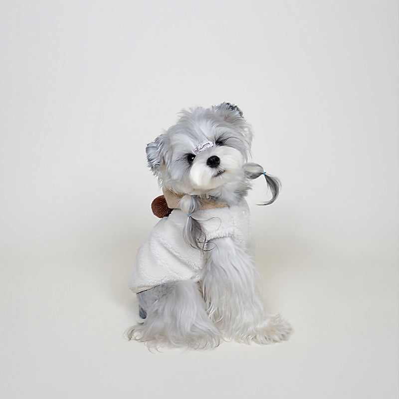Dog Wearing Fleece Winter Coat Sitting
