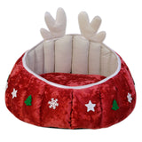Festive Pumpkin & Reindeer Cat Bed - Cozy Plush Pet Cave, Washable