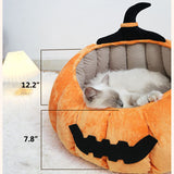 Festive Pumpkin & Reindeer Cat Bed - Cozy Plush Pet Cave, Washable