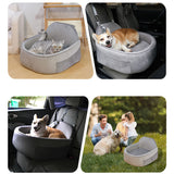 Washable Dog Car Booster Seat & Travel Bed – Safety Tether, Up to 25 lbs