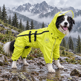 Large Dog Full Body Waterproof Raincoat with Hood & Reflective Strips
