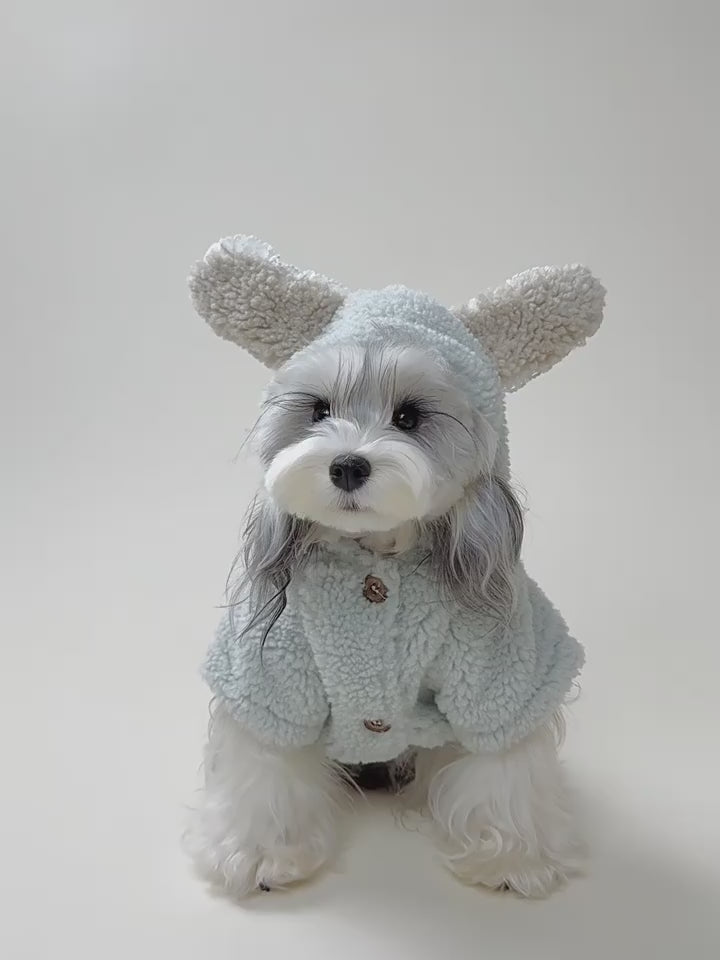 Cozy Bunny Ear Fleece Dog Coat – Warm Hooded Jacket for Small Dogs