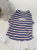 Striped Dog Turtleneck Tee with Lace Trim – Lightweight Shirt for Small Dogs